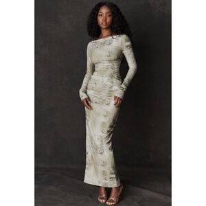 NEW House of CB Lanetta Pale Sage Print Maxi Dress Small